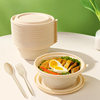 Disposable Lunch Box, Biodegradable Square and Round Corn Starch Soup Bowl with Lid, Packed Lunch Box, Takeaway Disposable Lunch Box