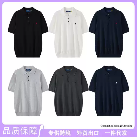 Winter New Embroidered Knit Trendy Polo Shirt with a Turn-Down Collar, Unisex Casual Versatile Short-Sleeve T-Shirt Top