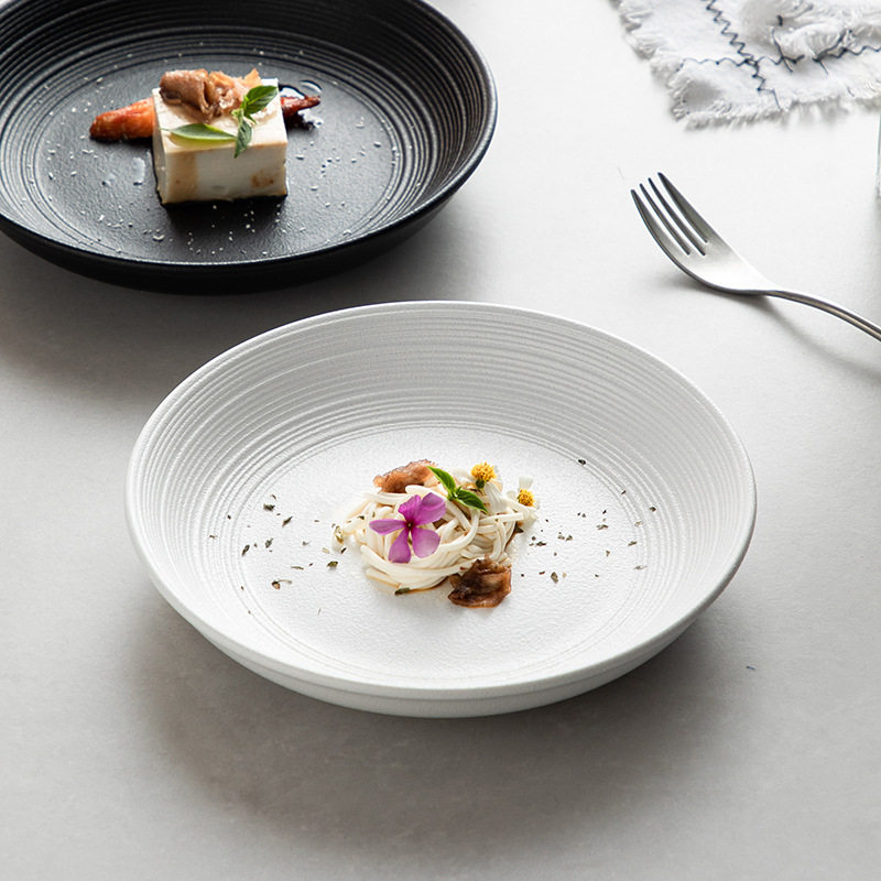 Frosted Dessert Spaghetti Western Food Plate Household Plate Ceramic Soup Plate Deep Plate Salad Plate Hotel Tableware Advanced Sense