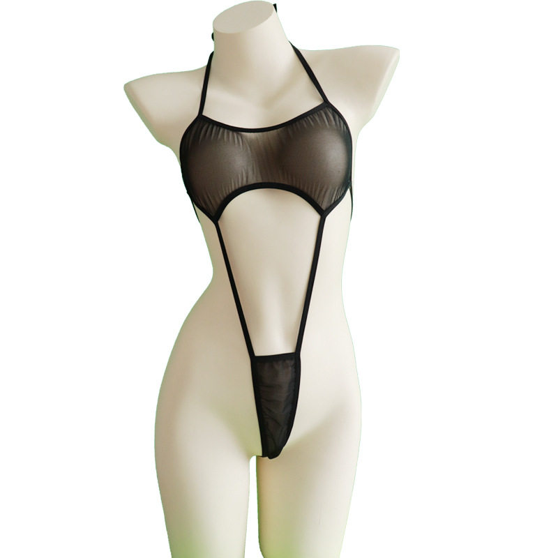 微胖mm薄网纱睡衣二次元情内衣趣女免脱调情系带透视连体内衣4094