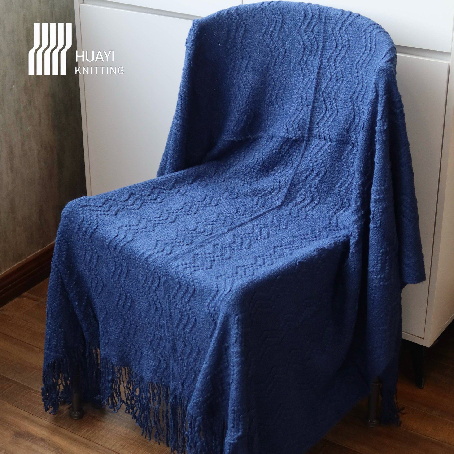 [Tassel Blanket] Home Tassel Knitted Blanket B&B Bedside Scandinavian Sofa Blanket Bedside Cover Blanket Solid Color Shawl