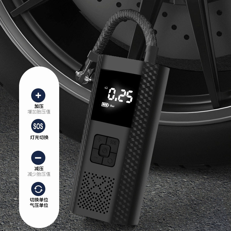 Car Air Pump Wireless Lithium Battery Smart Digital Display Electric Air Pump Tire Air Pump Portable Inflator Cross-Border