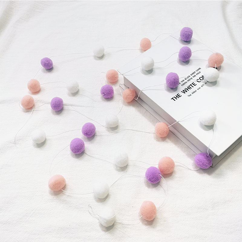 Ins Nordic Style Fur Ball String Hanging Ornaments Children's Room Girl's Room Macaron Christmas Valentine's Day Hanging Ornaments Party Finished Products