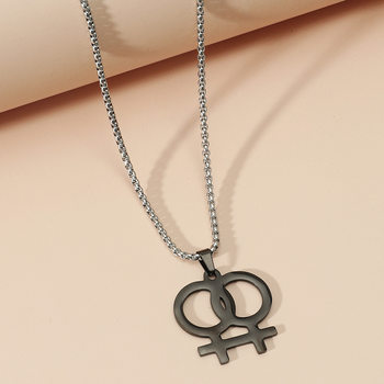 Stainless Steel Female Symbol Necklace Personality Hollow Lala Sisters Pendant Fashion Trend Jewelry Accessories