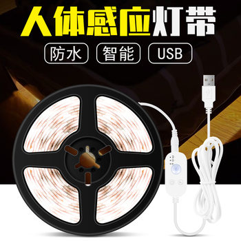 Qianrun lighting USB lamp with waterproof human body induction flexible 5v soft light bar LED TV background lamp wardrobe decoration