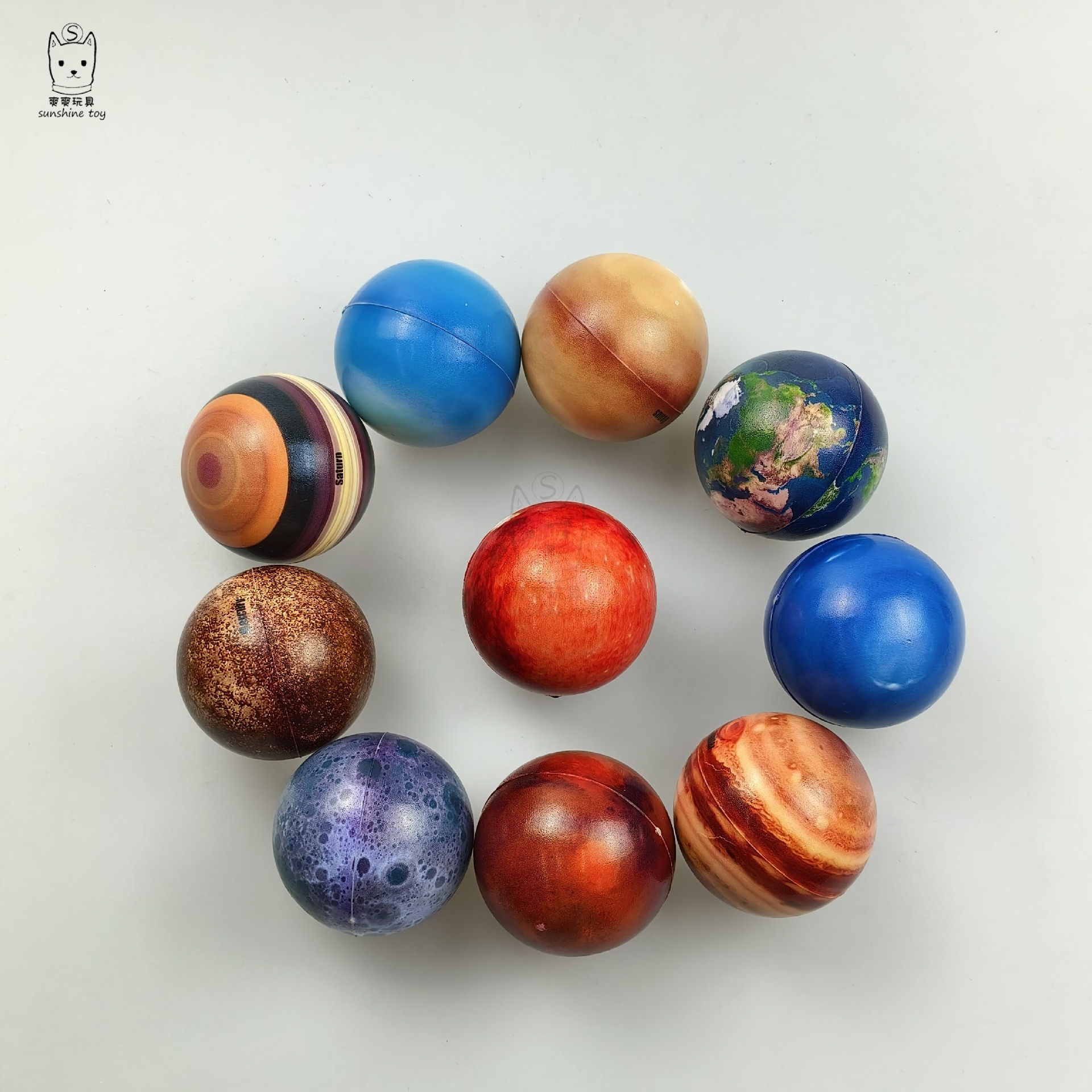 跨境63mm发泡八大行星pu球太阳系月球儿童科教玩具海绵星空压力球
