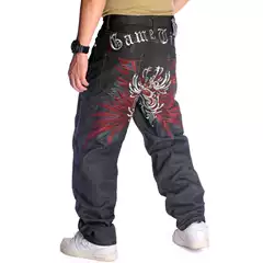 European and American Style Trendy HIPHOP Loose Straight Skateboard Pants Embroidered Hip Hip Hop Jeans Men's Plus Size
