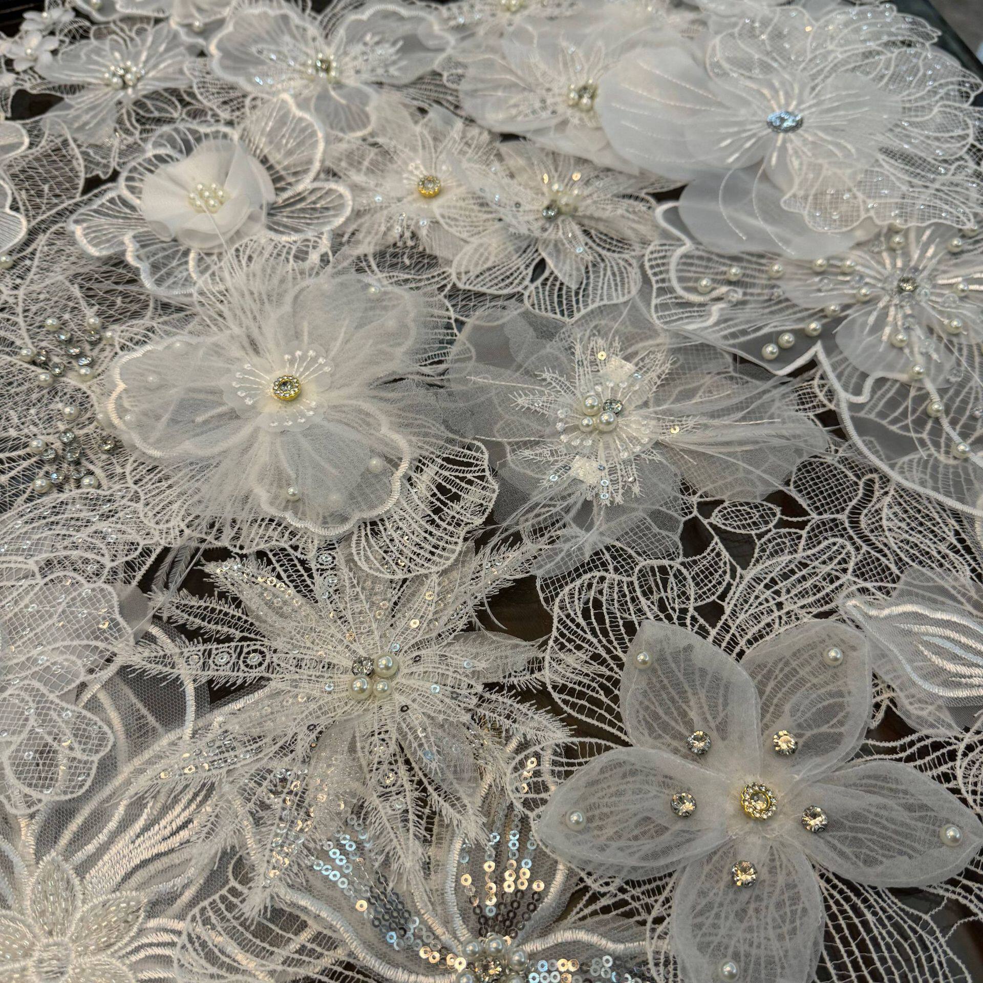 Three-Dimensional Heavy Lace Embroider Lace Fashion Patch Decorative Petal Dress Wedding Dress Accessories Accessories