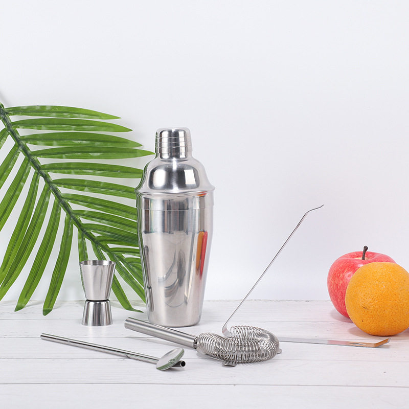 304 Stainless Steel Cocktail Shaker Set Five-Piece Set Cocktail Glass Bar Tools Shaker Barware Custom-Made
