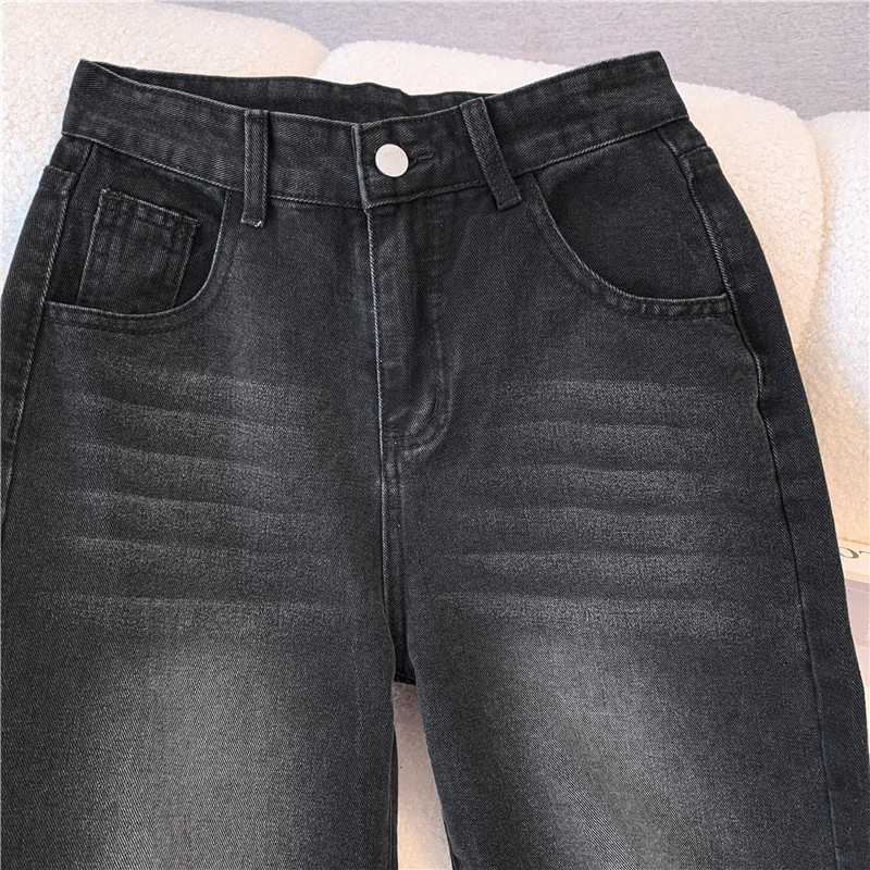 High Waisted Black Wide Leg Jeans for Women Loose Fit Flattering Floor Length Autumn Winter Casual Wear Wholesale