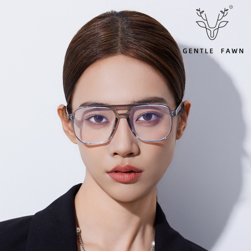 K9024 New Box Double Beam Large Frame Anti-Blue Light Flat Glasses Frame Men's Fashionable All-Match Myopia Frame Women