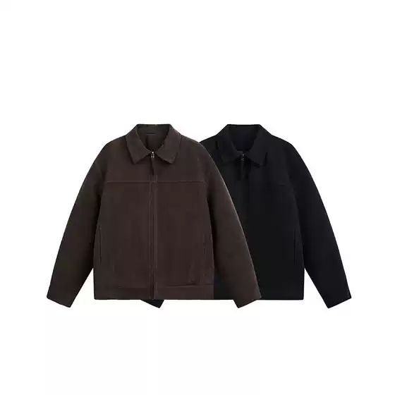 Intent "Original Authentic Product" Barn Jacket Dark Brown Faux Suede Vintage Lapel Suede Shoulder-Fitted Coat