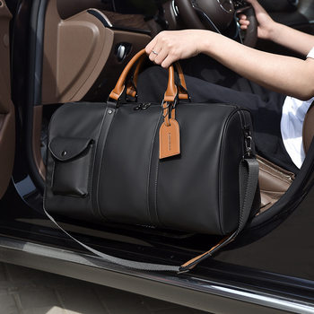 CateiKarrui Men's Travel Bag Portable Business Travel Large Capacity Luggage Bag Short-distance Travel Bag Leather