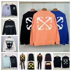 2023 new autumn and winter fashion brand OFF OW sweater chest classic logo embroidered men's and women's sweater