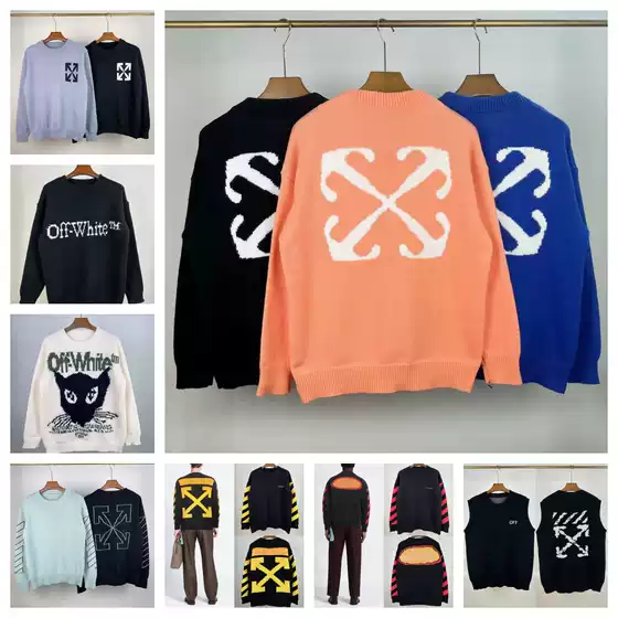 2023 new autumn and winter fashion brand OFF OW sweater chest classic logo embroidered men's and women's sweater