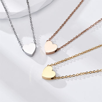 Cross-border Hot Selling Personality Fashion Couple Girlfriend Gift Necklace Mirror Stainless Steel Peach Heart Love Exquisite Pendant