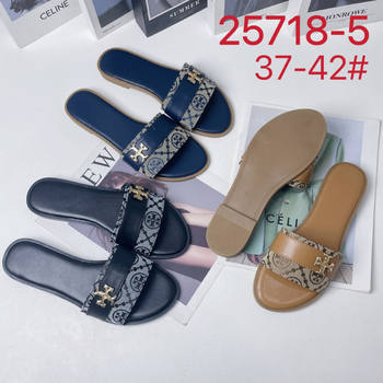 2025 Cross-Border European and American Style Metal Buckle T-Buckle Flats Slippers for Women Summer New Outer Wear Comfortable Classy Slippers