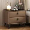 Leather Bedside Table Modern Simple Home Light Luxury Small Multi-Functional Solid Wood Bedroom Storage Bedside Cabinet Storage Cabinet