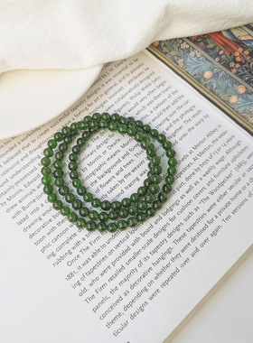 天然祖母禄透辉石手串圆珠串珠多圈三圈绿水晶手链女