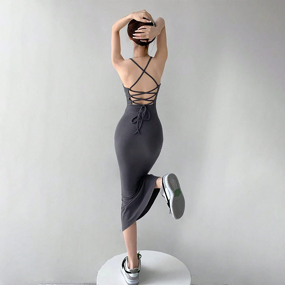 Cross Back Bodycon Dress Sexy Mermaid Hem Spaghetti Straps Summer Style Wholesale Available OEM ODM service