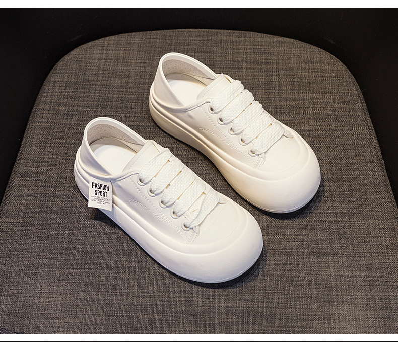 Giày sneaker nữ mũi tròn đế dày phối dây buộc — M 2378m màu, M2378 màu be