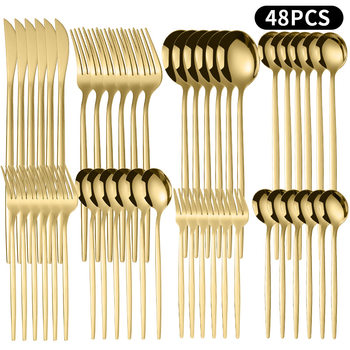 Free Shipping 16/24/30/42/48-Piece Portuguese Knife, Fork, Spoon, Ice Spoon Set Amazon Cross-Border Supply and Practical