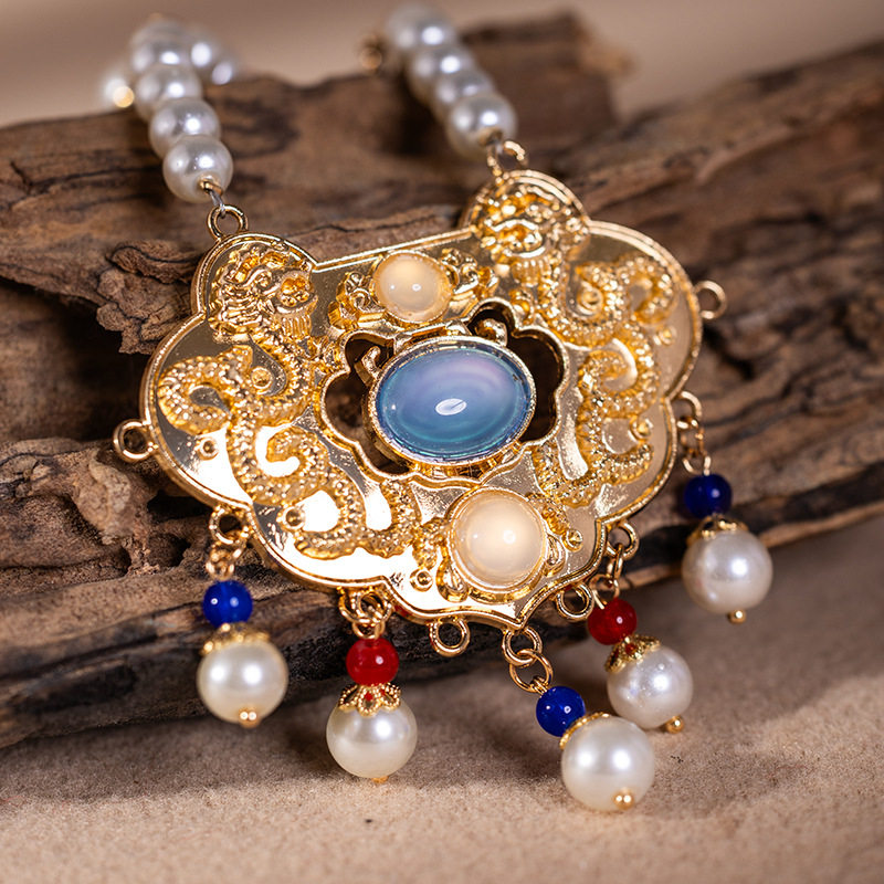 Clearance Necklace Collection Hairpin Niang Antique Han Clothing Wreaths Red Festive Pearl Pendant New Chinese Style Horse Face Skirt Accessories