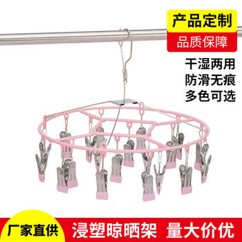 Stainless steel socks drying hanger clothes clip multi-functional plastic dipping drying rack 20 clip underwear pants clip seamless factory direct sales