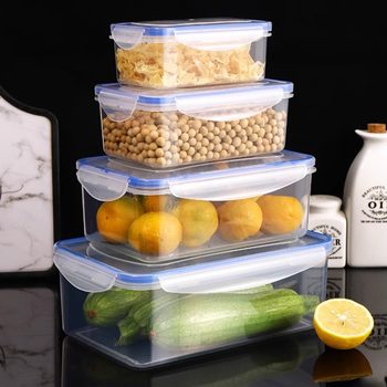 Kitchen Refrigerator Rectangular Crisper Microwave Heat-Resistant Plastic Lunch Box Food Lunch Box Fruit Storage Sealed Box