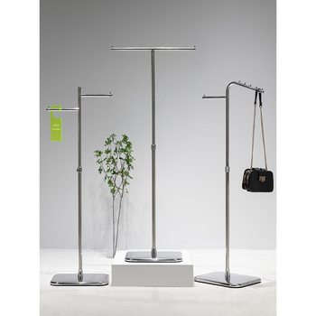 Clothing Store Display Rack Women's Clothing Store Live Broadcast Room Stainless Steel Island Shelf Clothing Display Hanging Clothes Rack Floor-Standing