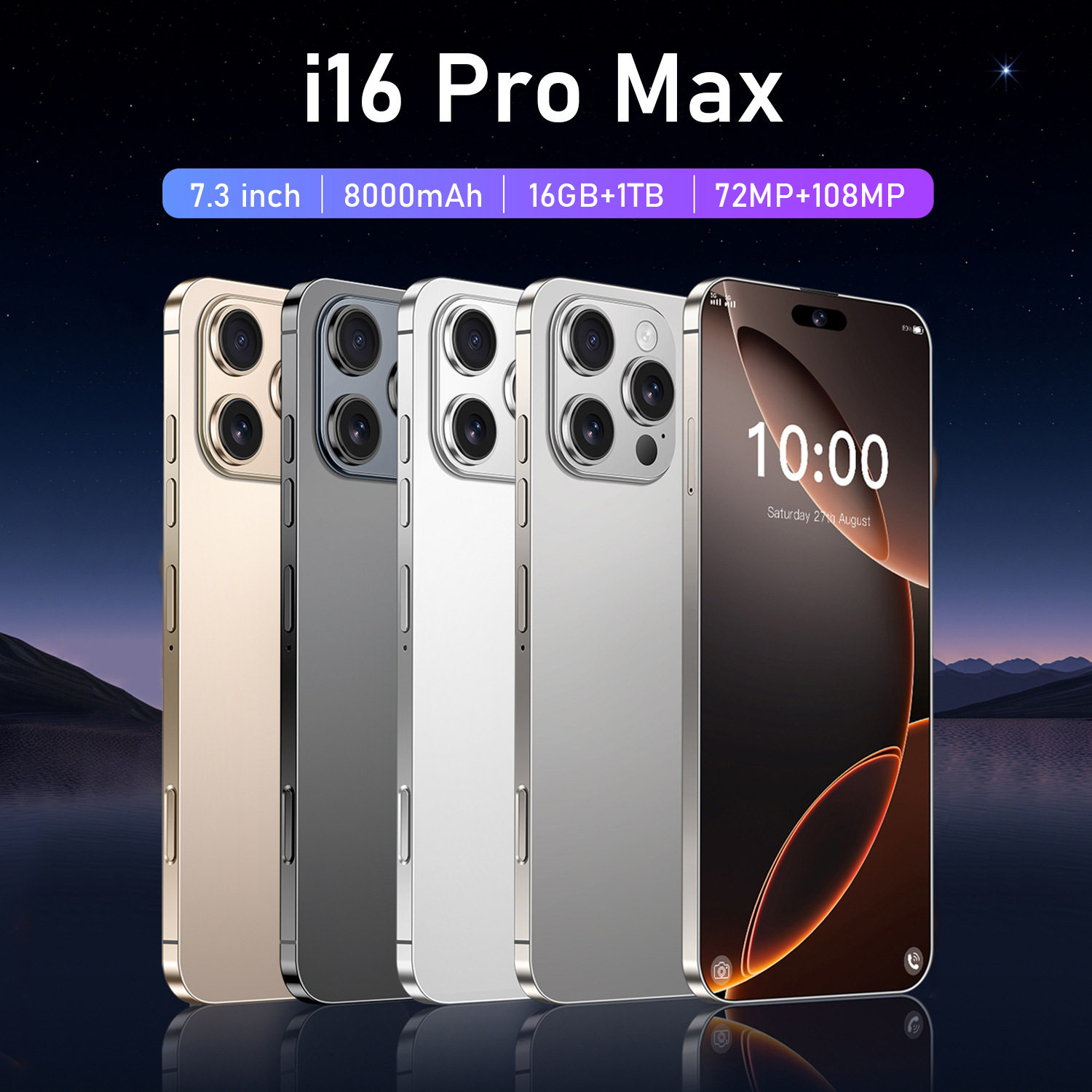 I16Pro Max 3+64GB跨境手机6.6英寸安卓10.0系统全网通智能4G手机