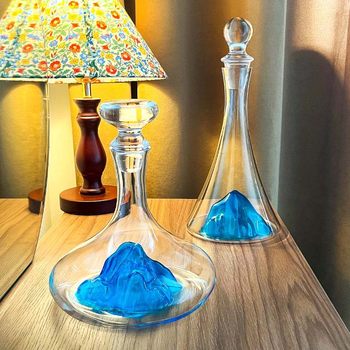 High-end Entry Luxury Crystal Waterfall Wine Decanter Household Ice Blue Wine suit Wine Set Large Capacity Whisky