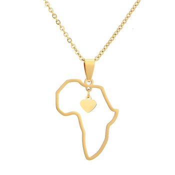 Africa map heart love necklace stainless steel pendant explosive neck titanium steel pendant furnace vacuum clavicle chain