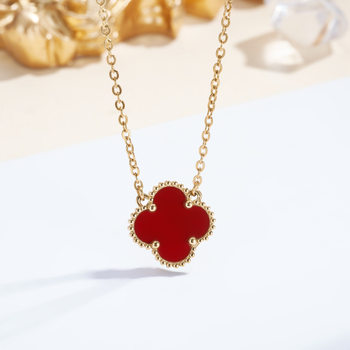 2024 New Classic Fashion Four-Leaf Flower Necklace Bracelet European and American Light Luxury High-End Design Titanium Steel Non-Fading