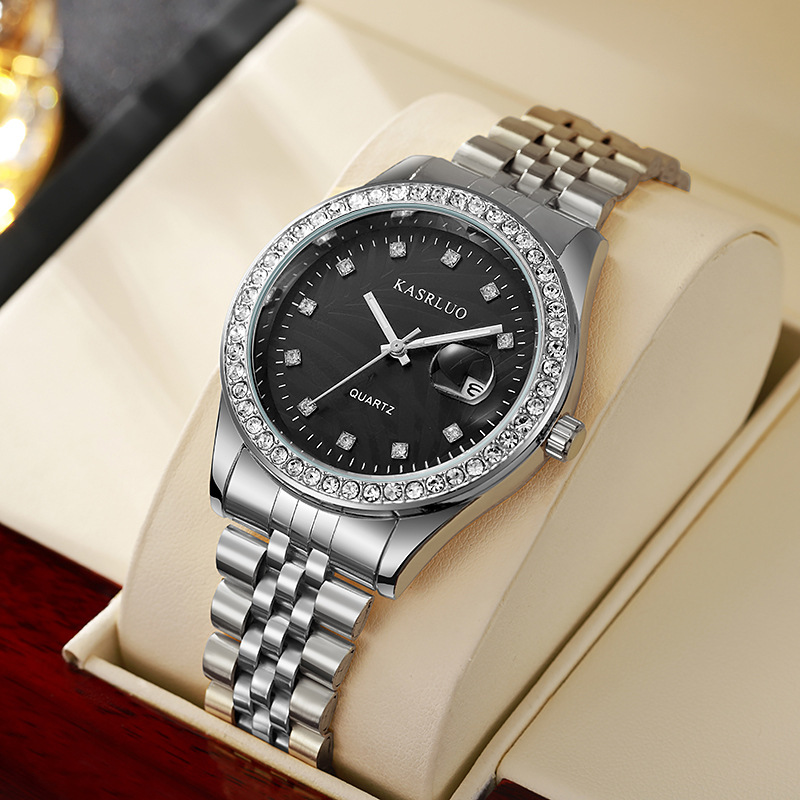 Watch Men's Trendy Diamond Couple Steel Band Calendar Casual Student Adult Fully Automatic Quartz Watch Metal Scale 27 O1CN01m5ipZK1cFZKfhAd1j !!2217025253571 0 cib