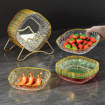 Light luxury bone dish household transparent fruit plate high-end dining table bone dish food grade snack dish candy nut dish