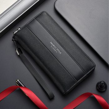 New Men's Wallet Litchi Pattern PU Multi-Card Casual Long Wallet Large Capacity Clutch Mobile Phone Coin Wallet