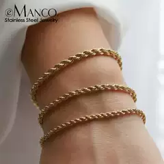 eManco New Twisted Chain Bracelet for Women Hip Hop Punk Gold Stainless Steel Plated Jewelry Wholesale
