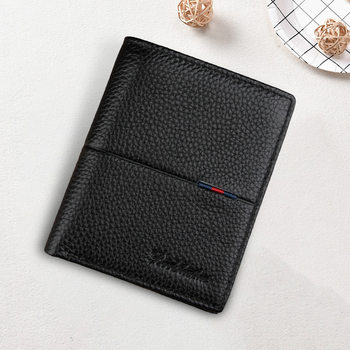 Men's Leather Wallet Multi Card Wallet Factory Outlet Top Layer Cowhide Men's Wallet Leather Vertical Wallet