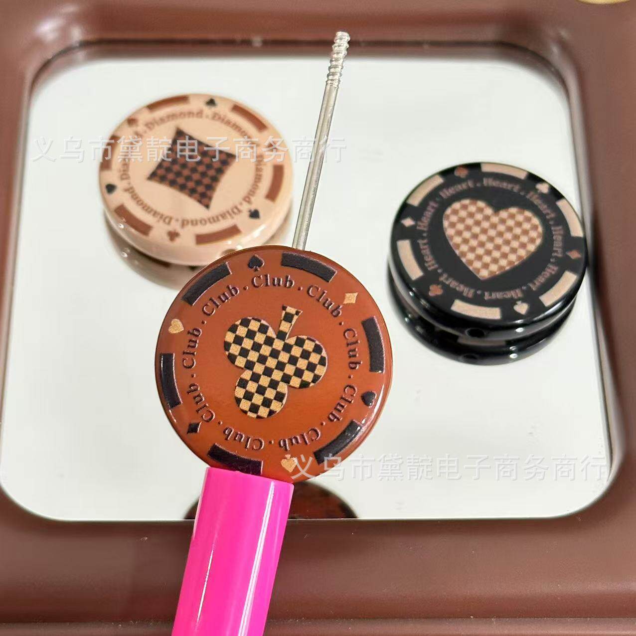 DIY Jewelry Accessories Acrylic Round Pieces Printed Playing Card Milk Pieces Oblique Hole Beaded Bracelet Necklace Jewelry Clothing