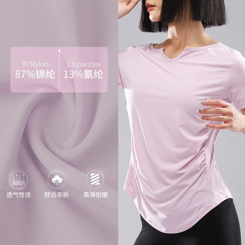 正肩瑜伽服女显瘦健身服运动上衣普拉提跑步T恤凉感晨跑t恤大码夏,淘宝优惠券,粉丝福利购,淘宝优惠卷