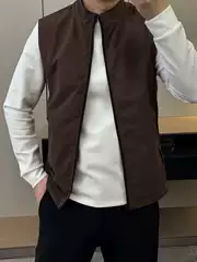 26007 New Year Old Money Style Men's High-Quality Business Casual Stand Collar Versatile Slim Fit Spring Reversible Vest