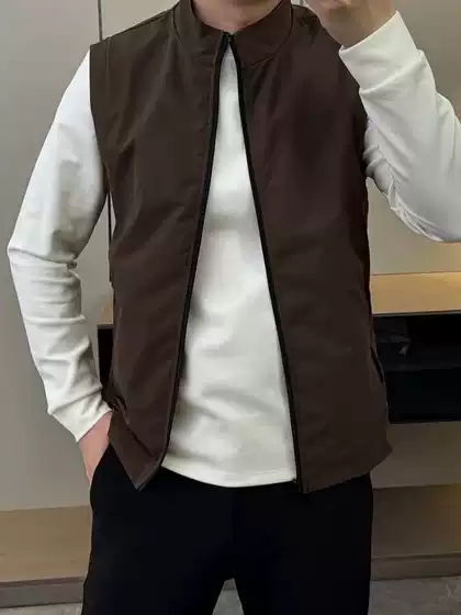 26007 New Year Old Money Style Men's High-Quality Business Casual Stand Collar Versatile Slim Fit Spring Reversible Vest