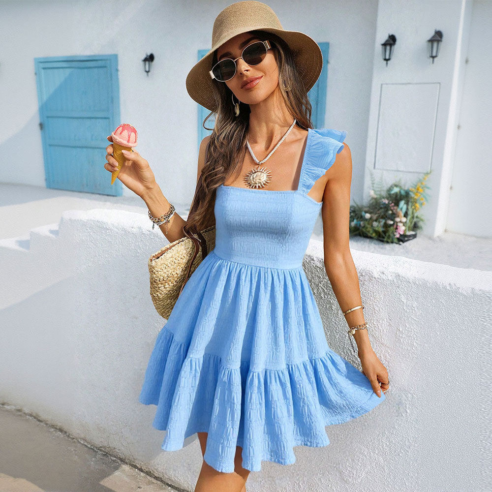 Summer Sweetheart Backless Dress Youthful Style Fresh Vacation Vibes Perfect for Casual Outings Wholesale Available