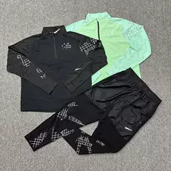 Sports Training Quick-Drying Windproof Jacket and Ice Silk Pants Set for Spring and Autumn Outdoor Fitness, Jogging, and Hiking with Elastic Patterns