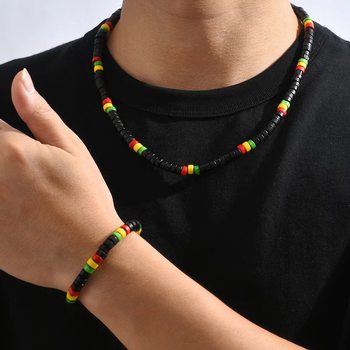 Europe and the United States cross-border Amazon TEMU hitonic explosive black wooden beads elastic bracelet necklace suit manufacturers wholesale