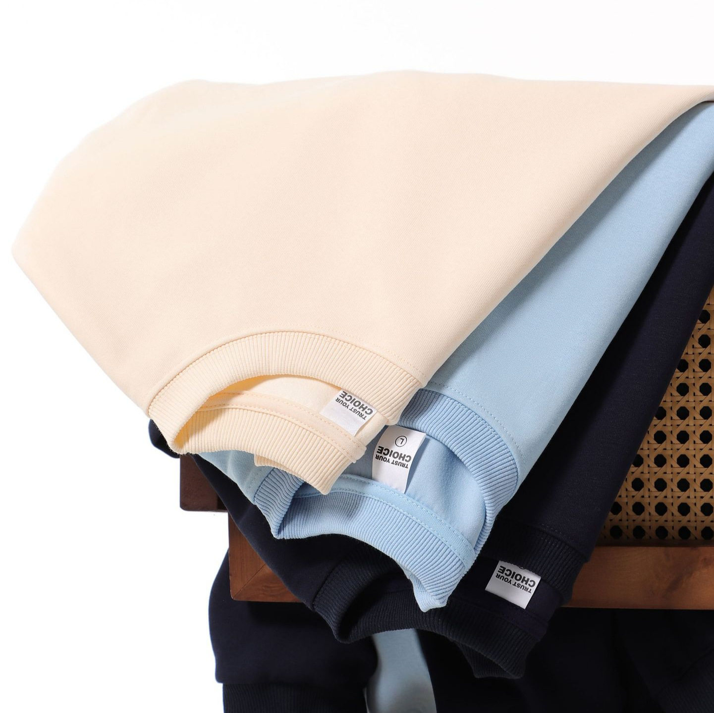 春秋款重磅350g纯棉复合圆领套头卫衣男潮牌纯色简约基础款打底衫