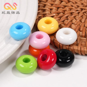 14mm Macaron Pure Color Large Hole Abacus Beads DIY Mobile Phone Chain Bracelet Hair Rope Toy Acrylic Jewelry Accessories