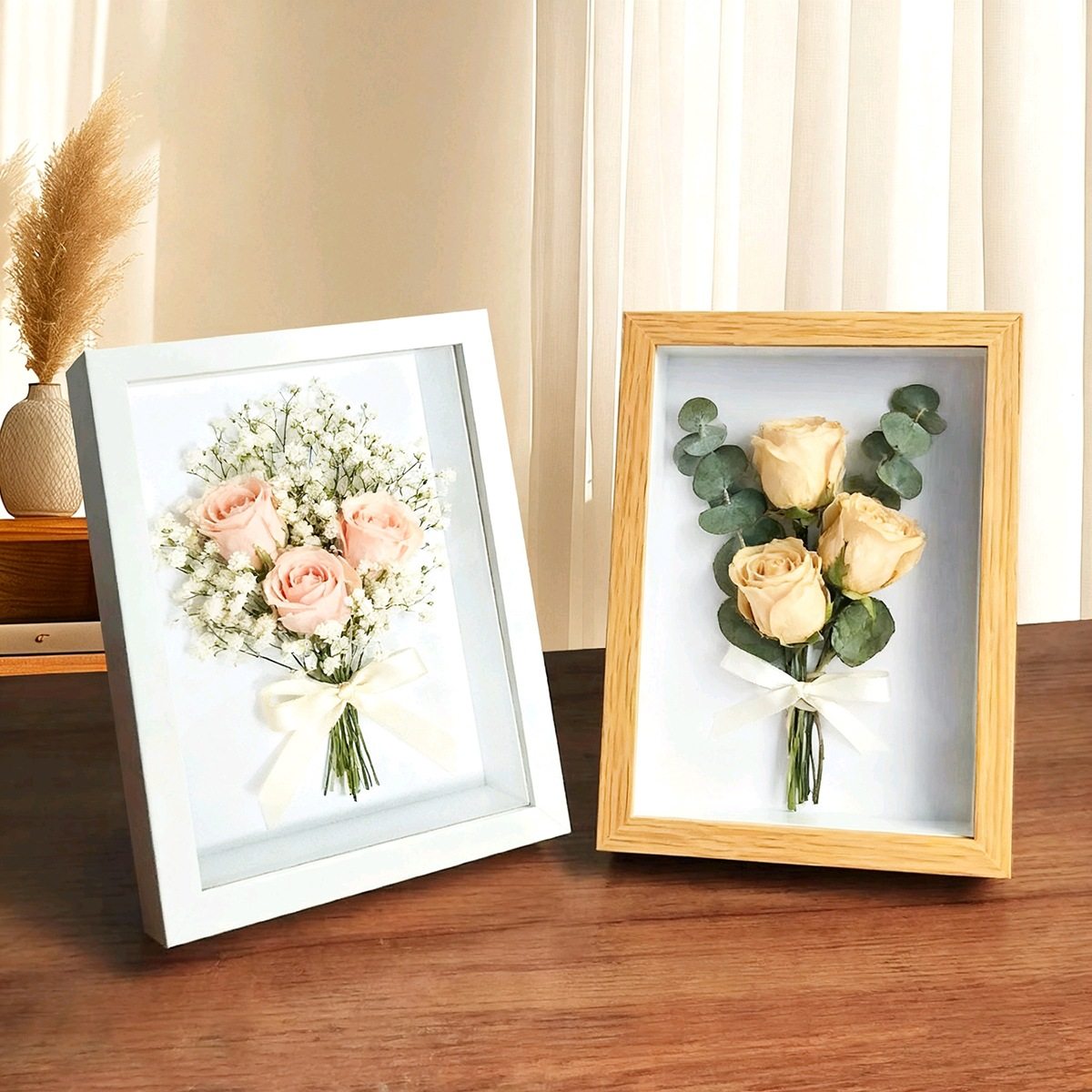 Dried Flower Photo Frame Stone Shell DIY Hollow Stereo Specimen Plant Clay Framed Table Picture Frame Stereo Decoration
