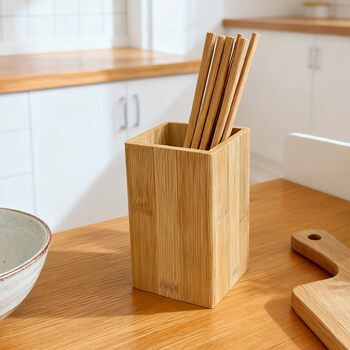 Modern Minimalist Bamboo Pen Holder Desktop Stationery Multifunctional Storage Container Chopstick Holder Kitchen Storage Rack
